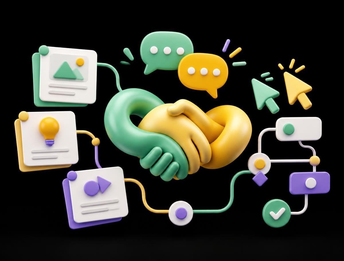 Collaboration and shared design ideas illustration